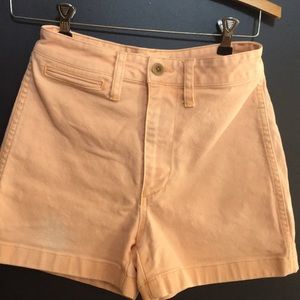 Madewell canvas high waisted light pink shorts